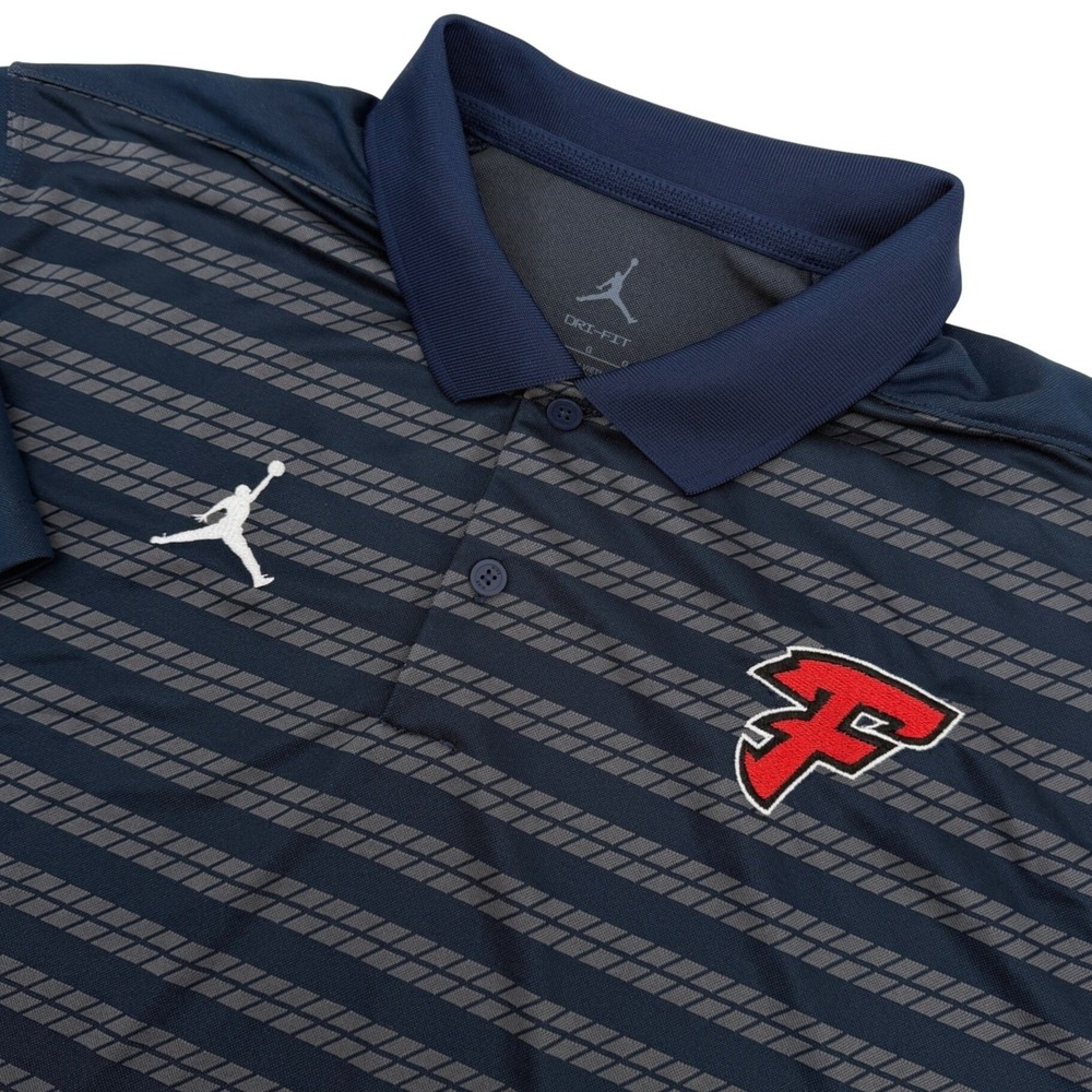 Nike Jordan Polo Shirt Mens L Navy FaZe Clan Dri-Fit Graphic Stripe Performance